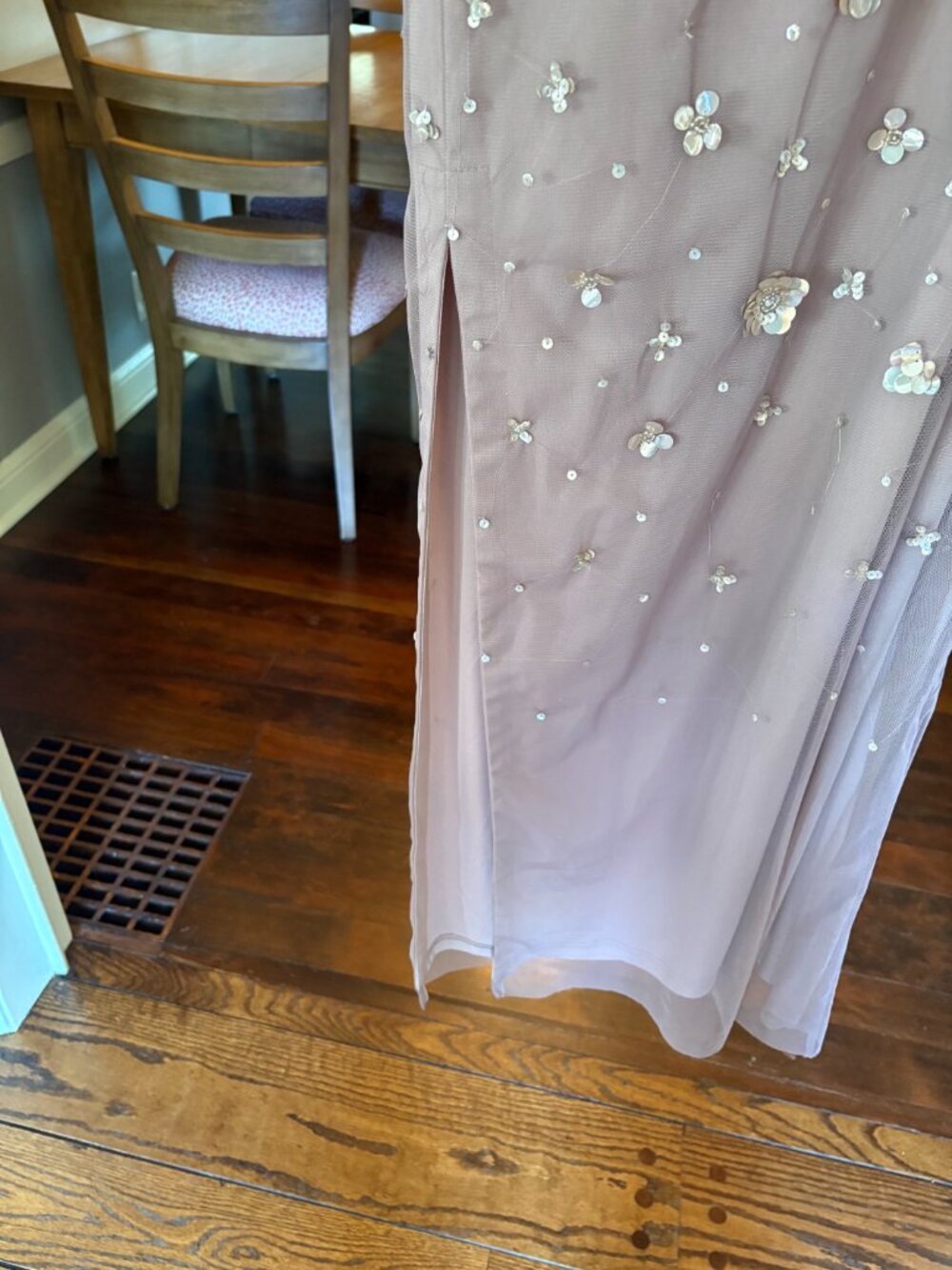 NWT Adrianna Papell Beaded One Shoulder Gown in Stone/Taupe. Size 10 - Picture 10 of 16